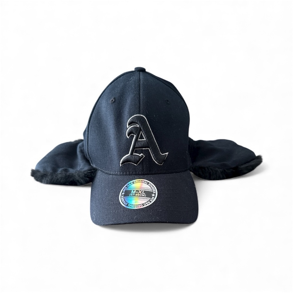 MLB Oakland Athletics Cap with Ear Muffs | Black